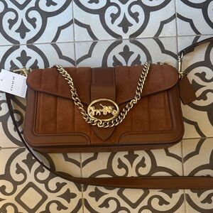 Coach Brown Crossbody Bag with Gold Accents